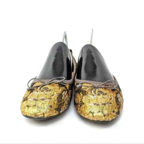 Jessica Simpson Nolan Bow Shimmery Gold Floral Ballet Flats - 7.5 - Picture 5 of 10